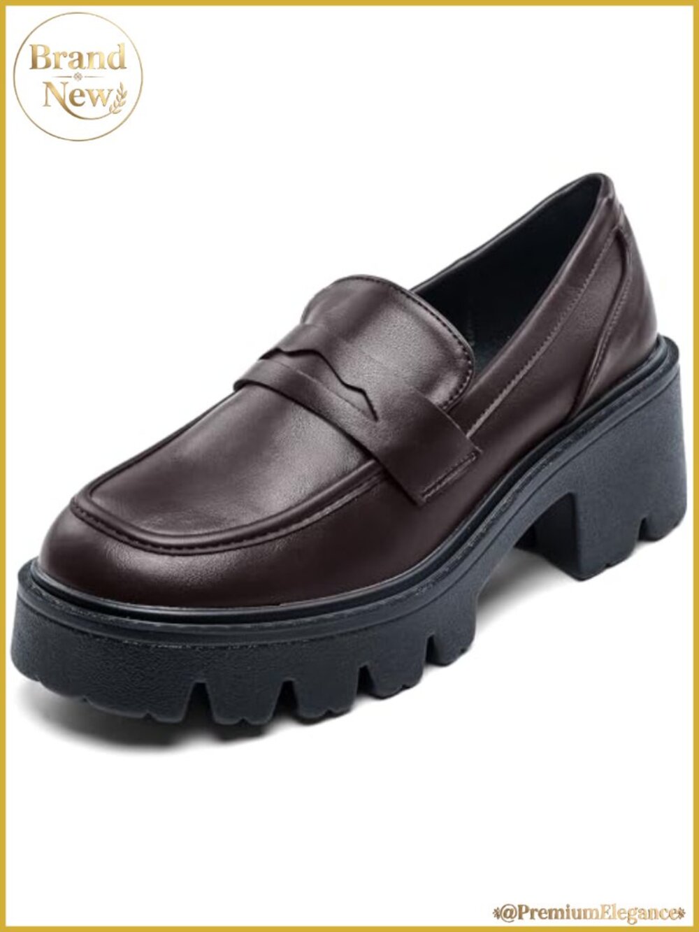 Platform Penny Loafers Women Chunky Heel Dress Shoes Patent Leather